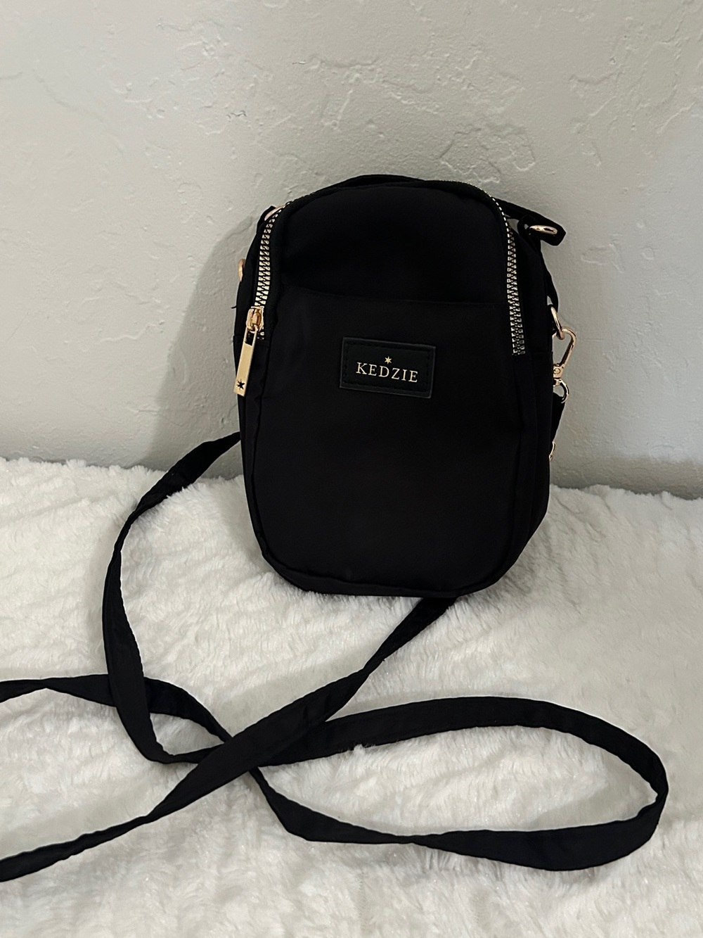 Kedzie Black Quilted Crossbody Bag with Gold Accents